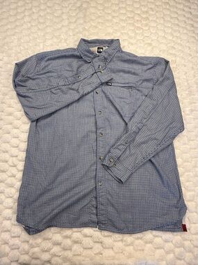 The North Face Men's XL Blue Plaid L/S Gingham Hiking Fishing Button Up Shirt